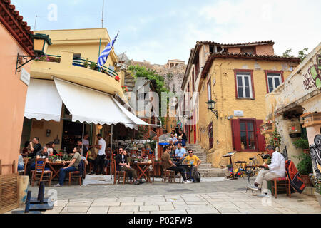 Bars Restaurants in Plaka, Athens: Klepsidra Cafe Stockfoto