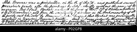 . Englisch: Fleuron aus Buch: ein Katalog der Graveure, die in England geboren oder wohnhaft gewesen; durch Herrn Horace Walpole aus dem Mss verdaut. von Herrn George Vertue; das ist ein Bericht über das Leben und Werk des letzteren hinzugefügt. 30 ein Katalog der Graveure, die in England geboren oder wohnhaft gewesen; von Herrn Fleuron T 063187-8 verdaut Stockfoto