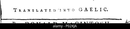 . Englisch: Fleuron aus Buch: eine Sammlung von Gälische Sprichwörter und Redewendungen vertraut; mit einer englischen Übersetzung, die das Studium der Sprache zu erleichtern; mit Noten dargestellt. Die hinzugefügt wurde, wird der Weg zu Reichtum, von Dr. Franklin, ins Gälische übersetzt. Von Donald Macintosh. 41 eine Sammlung von Gälische Sprichwörter Fleuron T 091211-2 Stockfoto