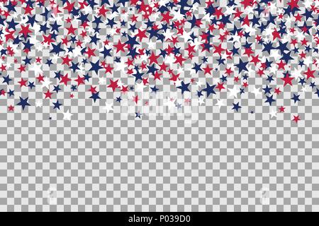 Nahtlose Muster mit Sterne für Memorial Day Feier auf transparenten Hintergrund. Vector Illustration. Stock Vektor