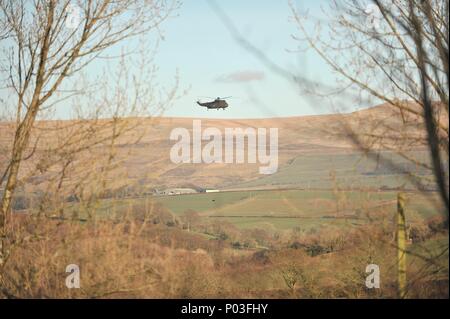 Sea King Armee Hubschrauber über Dartmoor Stockfoto