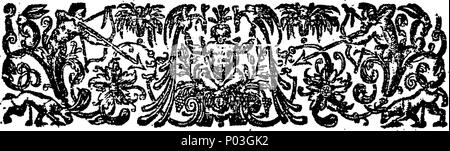 . Englisch: Fleuron aus Buch: eine Sammlung mehrerer Bilder von den besten Händen, &c. Die wo [sic] in letzter Zeit Ansicht 'Dangrenzend an das Gericht Anträge zu sein; und wenn die Stadt füllt, wird es wieder ausgestellt werden, um PUBLICK. 47 eine Sammlung mehrerer Bilder von den besten Händen, etc Fleuron N 027538-2 Stockfoto