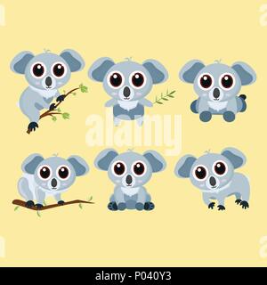 Vektor cartoon Koala eingestellt Stock Vektor