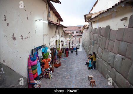 Die berühmte Steinmauer in Cusco Peru Südamerika Stockfoto