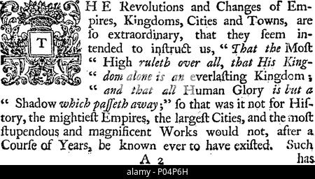 . Englisch: Fleuron aus Buch: A compleat und authentick Geschichte der Stadt und Abtei von Glastonbury. Die Pracht und Herrlichkeit der war früher die Bewunderung in ganz Europa. ... Durch einen Arzt. 58A compleat und authentick Geschichte der Stadt und Abtei von Glastonbury Fleuron T 075124-1 Stockfoto