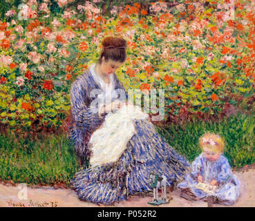 Camille Monet und ein Kind im Garten des Künstlers in Argenteuil, Claude Monet, 1875, Museum der Bildenden Künste, Boston, Mass, USA, Nordamerika Stockfoto