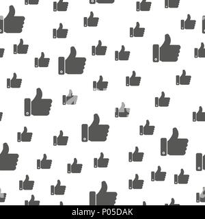 Wie icon nahtlose Muster Hintergrund. Business Flat Vector Illustration. Daumen hoch, das Symbol Muster. Stock Vektor