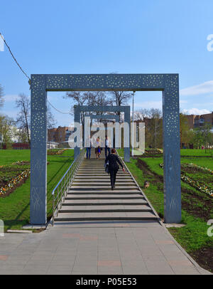 Moskau, Russland - am 30. April. 2018. Boulevard im Stadtteil Alekseevsky Stadt Stockfoto