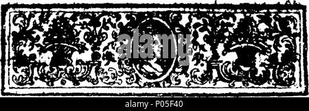 . Englisch: Fleuron aus Buch: eine Verteidigung von Sir Fopling Flattern, eine Komödie Geschrieben von Sir George Etheridge. In der Verteidigung ist gezeigt, dass Sir Fopling, dass merry Ritter, wurde zu Recht gesundes würde durch den Ritter sein Vater, die Enden der Komödie zu beantworten; und dass er barbarisch und scurrilously Angriff würde durch den Ritter, seinen Bruder, im 65 Zuschauer. Durch die Es wird angezeigt, dass der letzte Ritter nichts von der Art der Komödie kennt. 79 eine Verteidigung von Sir Fopling Flattern, eine Komödie Geschrieben von Sir George Etheridge Fleuron T 032241-6 Stockfoto