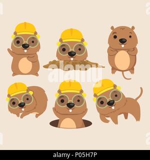 Cute Mole wirft Cartoon Vector Illustration. Stock Vektor