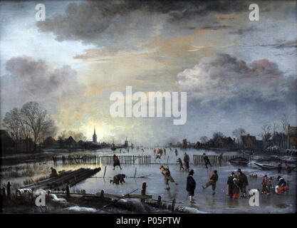 . Englisch: Winterlandschaft mit Skater English: Winterlandschaft mit Schlittschuhläufern bei Sonnenuntergang???????: ?????? ?????? ? ???????????" Português: Paisagem tun Inverno com patinadores Nederlands: Winterlandschap met schaatsers. 1658. Aert van der Neer (1604-1677) Alternative Namen: Aart van der Neer; Aernout van der Neer Beschreibung niederländischen Maler und Zeichner Geburtsdatum / Tod zwischen ca. 1603 und ca. 1604, 9. November 1677 Ort der Geburt / Todes Gorinchem Amsterdam Arbeit Periode von 1632 bis 1677 Standort Gorinchem, Amsterdam (1632-1677) Kontrolle Stockfoto