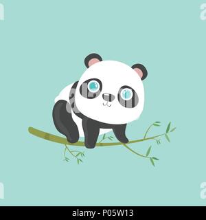 Vector Illustration von niedlichen kleinen Cartoon Panda auf hellen Hintergrund. Stock Vektor