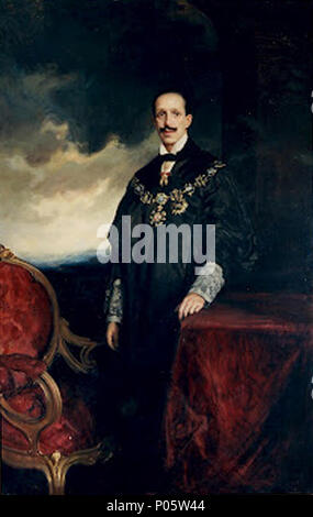 . Español: Retrato del Rey Alfonso XIII de España portando el Collar de la "Justicia. . Principios Del Siglo XX. Unbekannt 1 Alfonso XIII con el Collar de la "Justicia Stockfoto