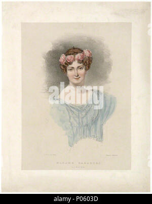 . Englisch: Maria Caterina Rosalbina Caradori-Allan von John hayter Handcolorierte Lithographie, Veröffentlicht in 1827 15 1/2 x 12 in. (393 mm x 305 mm) Papier Größe gekauft, 1966 Referenz Sammlung NPG D 32597 von John hayter, handkolorierte Lithographie, veröffentlicht 1827 15 Maria Caterina Rosalbina Caradori-Allan John hayter Stockfoto