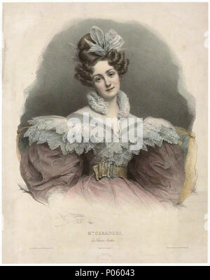 . Englisch: Maria Caterina Rosalbina Caradori-Allan von Pierre Louis ("Henri") Grevedon handcolorierte Lithographie, 1831 16 7/8 x 13 3/8 in. (428 mm x 339 mm) Papier Größe gekauft, 1966 Referenz Sammlung NPG D 32598 von Pierre Louis ("Henri") Grevedon, handkolorierte Lithographie, 1831 15 Maria Caterina Rosalbina Caradori-Allan Pierre Louis Grevedon Stockfoto