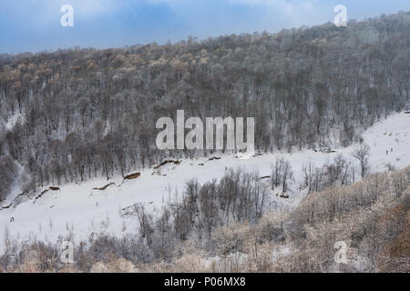 TZAHKADZOR, Armenien - Januar 3, 2014: Ansicht der beliebten Ski- und Klima Anlage.; liegt 50 km nord-östlich von Eriwan und 5 km vom Bezirk Mitte, Stadt Stockfoto