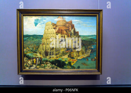 Wien, Österreich - 22. Oktober 2017: Der Turm von Babel (1563) von Pieter Brueghel der Ältere im Kunsthistorischen Museum oder Kunsthistorische Museum Stockfoto