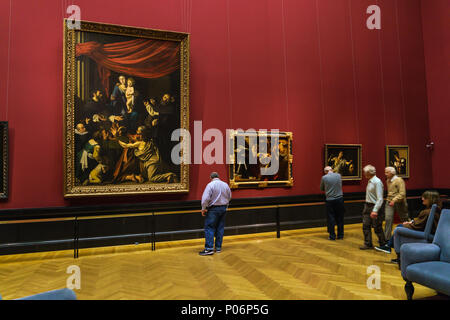 Wien, Österreich - 22. Oktober 2017: Caravaggio Madonna vom Rosenkranz (1606/07) im Kunsthistorischen Museum oder Kunsthistorische Museum Stockfoto