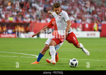 Poznan, Polen. 8. Juni 2018. Internationaler Fußball-Freundschaftsspiel: Polen v Chile 2:2. In aktion Karol Linetty © Piotr Dziurman/Alamy leben Nachrichten Stockfoto