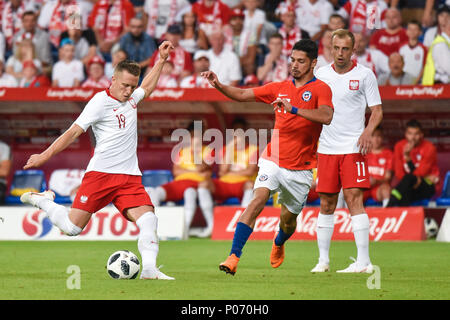 Poznan, Polen. 8. Juni 2018. Internationaler Fußball-Freundschaftsspiel: Polen v Chile 2:2. In aktion Piotr Zielinski © Piotr Dziurman/Alamy leben Nachrichten Stockfoto