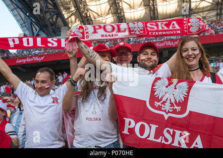 Poznan, Polen. 8. Juni 2018. Internationaler Fußball-Freundschaftsspiel: Polen v Chile 2:2. Anhänger von Polen © Piotr Dziurman/Alamy leben Nachrichten Stockfoto