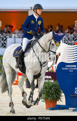 Cannes, Frankreich. 08 Juni, 2018. Tschechische Republik Ales Opatrny Team Prag Lions auf VDL Fakir konkurriert während der 2018 Longines Global Champions League in Cannes am Juni 08, 2018 Credit: BTWImages Sport/Alamy leben Nachrichten Stockfoto