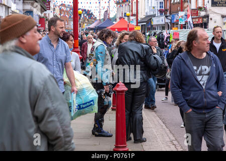 Daventry, Northamptonshire, Großbritannien. 9. Juni 2018 Motorrad Festival. Live Musik, Straßentheater, Stände und von vielen Bikes! In und um die Innenstadt. Credit: Keith J Smith./Alamy Live Stockfoto