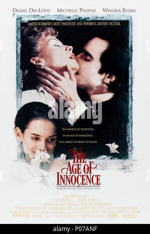 Die Zeit der Unschuld (1993) von Martin Scorsese Regie und Hauptdarsteller Daniel Day-Lewis, Michelle Pfeiffer und Winona Ryder. Anpassung von Edith Wharton 1920 Roman über die Moral von 1870 die High Society in New York. Stockfoto