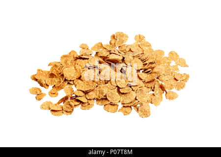 Flakes, Mais, isoliert, Weiß, Gelb, Objekt, Crimp, gestochen scharf, Hintergrund, knusprig. Stockfoto