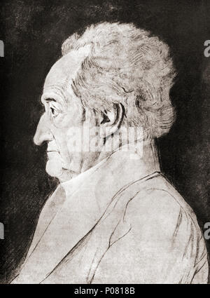 Johann Wolfgang von Goethe, 1749 - 1832, deutscher Dichter, Schriftsteller, Dramatiker, Philosoph, Diplomat und Beamter. Nach einer zeitgenössischen Print. Stockfoto