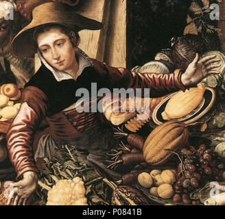 . Die pflanzlichen Verkäufer detail. 1567 270 Pieter Aertsen006a Stockfoto
