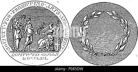 . Englisch: Fleuron aus Buch: eine Liste von der Gesellschaft zur Förderung der Künste, Hersteller und Handel. London, 25. März 1764. 127 Eine Liste der Gesellschaft zur Förderung der Künste, produziert und Commerce Fleuron T 062342-1 Stockfoto