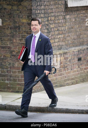 James Brokenshire, Staatssekretär für Wohnungswesen, Gemeinschaften und lokale Regierung, kommt für eine Kabinettssitzung Stockfoto