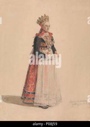 . Englisch: Ingeborg Andresdatter Gulsvik als Braut. 1849 268 Adolph Tidemand - Ingeborg Andresdatter Gulsvik als Braut - Google Kunst Projekt Stockfoto
