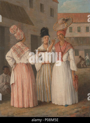 . A West Indian Flower Girl und zwei andere freie Frauen der Farbe. ca. 1769 272 Agostino Brunias-A West Indian Flower Girl und zwei weitere freie Frauen der Farbe - Google Kunst Projekt Stockfoto