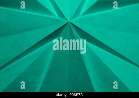 Teal Makro origami Abstrakt Hintergrund Tapete. Pantone Arcadia Farbe Schwarzweiß grafik design Element. Pantone-id: 16-5533 Stockfoto