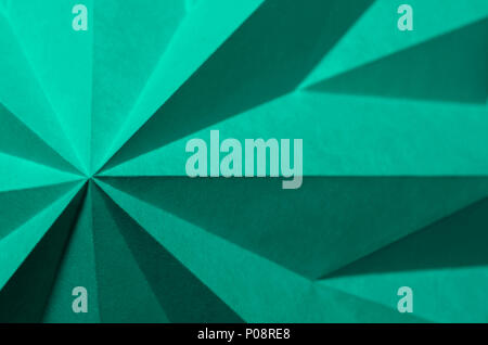 Teal Makro origami Abstrakt Hintergrund Tapete. Pantone Arcadia Farbe Schwarzweiß grafik design Element. Pantone-id: 16-5533 Stockfoto