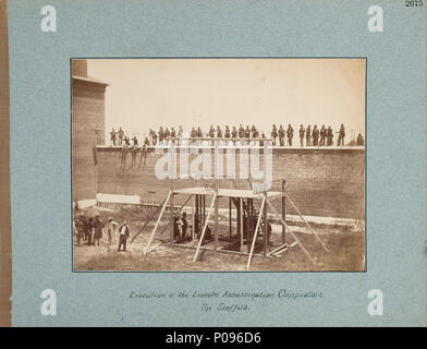 . Englisch: Ausführung des Lincoln Ermordung Verschwörer. Das Gerüst. . 1865 277 Alexander Gardner - Ausführung des Lincoln Ermordung Verschwörer. Das Gerüst. - Google Kunst Projekt Stockfoto