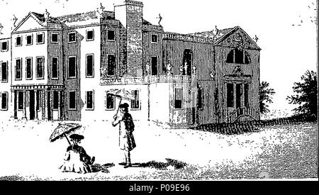 . Englisch: Fleuron aus Buch: eine neue Anzeige der Schönheiten von England; oder, eine Beschreibung der Elegantesten oder prächtige öffentliche Gebäude, königliche Paläste, Adligen und Herren Sitze, und andere Kuriositäten, natürlichen oder künstlichen, in verschiedenen Teilen des Königreichs. Mit einer Vielzahl von Kupfer-Kunst, Schnitte, ordentlich graviert verziert. ... 147 Eine neue Anzeige der Schönheiten von England; oder Fleuron T 114216-28 Stockfoto