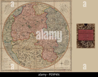 138 Eine neue und genaue Karte des Landes für 25 Meilen rund um die Universität Oxford - Aussteller alle direkten und Cross Roads, Hügeln, Tälern, Wälder, Flüsse, Kanäle, Städte, Dörfer, LOC 2008620806 Stockfoto
