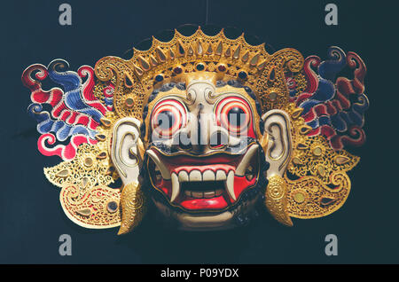 Holz- Barong Maske von Tegallalang in Bali, Indonesien Stockfoto