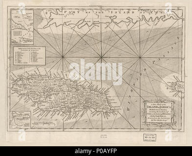 . Englisch: Relief bildlich dargestellt. LC-Karten von Nordamerika, 1750-1789, 1921 auch durch die Bibliothek des Kongresses Website als Rasterbild. Von London Magazin, oder, Gentlemen's monatliche Intelligencer. Juli 1763, v. 32. Indiziert. Einsätze: Plan der Windward Passage - Planen von Port Royal Harbour. . Eine neue Karte der Insel Jamaika, aufgeteilt in ihren Gemeinden: einschließlich des südlichen Ende von Kuba und das West End von Hispaniola mit den Passatwinden &c. 1765. Kitchin, Thomas 154 eine neue Karte der Insel Jamaika in ihren Gemeinden - einschließlich der südlichen Ende von Kuba und der Westen geteilt Stockfoto