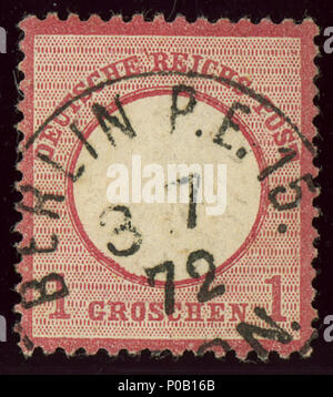 . Englisch: Stempel der Deutschland, 1 Groschen erste Ausgabe 1872, kleiner Adler, in Berlin Post-Expedition 15 im Juli 1872 abgebrochen. . 25 August 2013, 13:17:16. Jacquesverlaeken 1 1872 Reich 1 Gr BerlinPE 15 Mi 4. Stockfoto