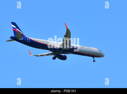 Sheremetyevo, Russland - 09. Mai. 2018. Airbus A321 der Fluggesellschaft Aeroflot Stockfoto