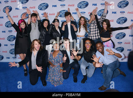 ZD8 8480 am American Idol X!!! Finalisten Party-2014 an die Fig & Olive Restaurant in Los Angeles. Finalisten Jessica Maas, Dexter Roberts, Jena Irene, MK Nobilette, Alex Preston, Emily Piriz, Ben Briley, Kristen O'Connor (L-R) Caleb Johnson, Malaya Watson, Sam Woolf, Majestät, Rose und C.J. Harris sorgt sich FOX'S "American Idol XIII "finalisten Party in Abb.&Olive Melrose PlaceThirteen Finalisten 317 Veranstaltung in Hollywood Leben - Kalifornien, Red Carpet Event, USA, Filmindustrie, Prominente, Fotografie, Bestof, Kunst, Kultur und Unterhaltung, Topix prominente Mode, Besten, Hollywood L Stockfoto