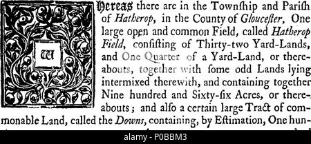 . Englisch: Fleuron aus Buch: Ein Akt für die Teilung und inclosing der offenen und gemeinsamen Feld, Abschreibungen und commonable landet und Zuteilen der Alten inclosures hierin aftermentioned, liegen innerhalb der Gemeinde und Pfarrei Hatherop, in der Grafschaft von Gloucester. 296 Ein Akt für die Teilung und inclosing der offenen und gemeinsamen Feld Fleuron T 066679-1 Stockfoto
