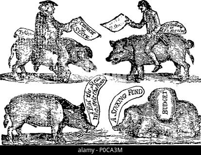 . Englisch: Fleuron aus Buch: eine Rhapsody, E***** B**** Esq. Von J.Sharpe. Mit einem humorvollen Drucken verziert, der "Schweinischen multitude." 184 Eine Rhapsodie, exxxxx Bxxxx Esq Fleuron T 107687-1 Stockfoto