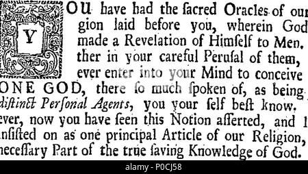 . Englisch: Fleuron aus Buch: eine nüchterne Appell an ein Türke oder ein Inder, über die Ebene Sinn der Heiligen Schrift, im Zusammenhang mit der Dreifaltigkeit. Als Antwort an Herrn J. [sic] Ende des Watts Buch, intitled, die christliche Lehre von der Dreifaltigkeit, Vater, Sohn und Geist, drei Personen und einen Gott,... 206 Eine nüchterne Appell an ein Türke oder ein Inder, über die Ebene Sinn der Schrift, über die Dreifaltigkeit Fleuron T 026795-3 Stockfoto