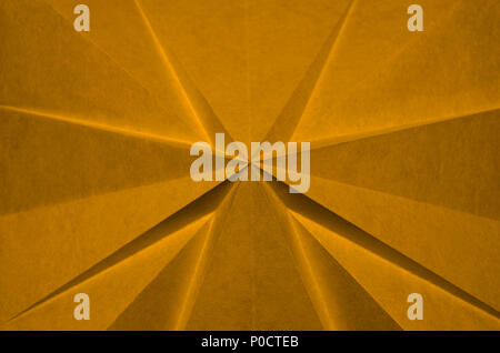 Orange, Citrus PANTONE 14-0955, Origami, gefaltetes Papier Textur, einer Farbe, einer Farbe, Nahaufnahme, Makro Zusammenfassung, kantiges Design Element. Stockfoto