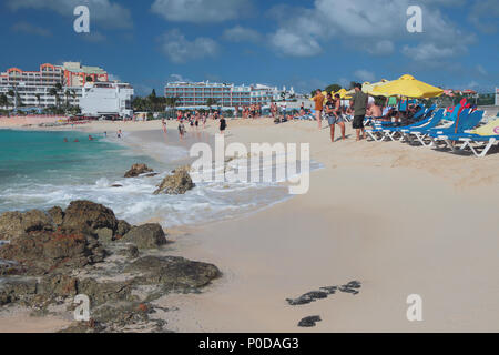 Philipsburg, Saint-Martin-Jan 05, 2015: Bucht und Strand Stockfoto